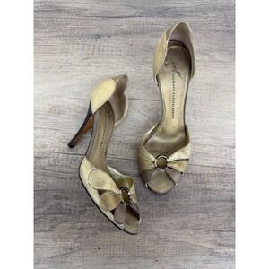 Giuseppe Zanotti Gold Metallic Peep Toe d'Orsay Heels Size 36 Made in Italy